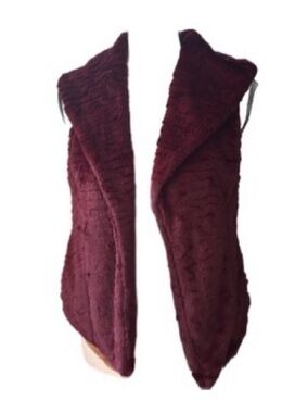 Me Jane burgundy faux collar casual open front vest sweater